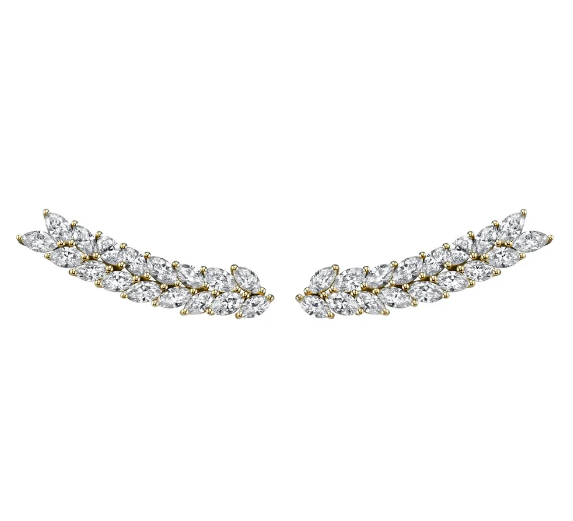 DOUBLE ROW MARQUISE DIAMOND FLOATING EARRINGS