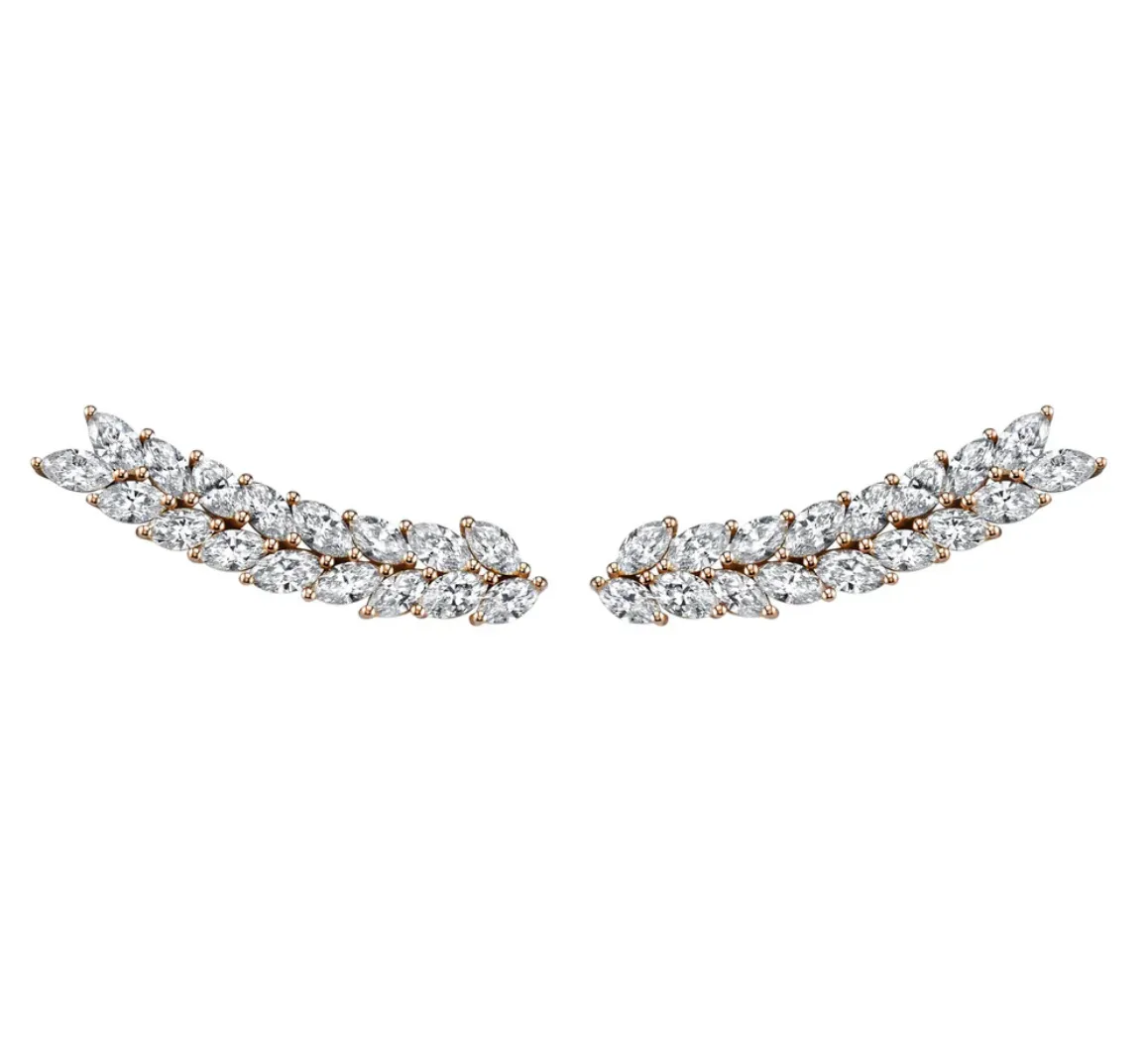 DOUBLE ROW MARQUISE DIAMOND FLOATING EARRINGS