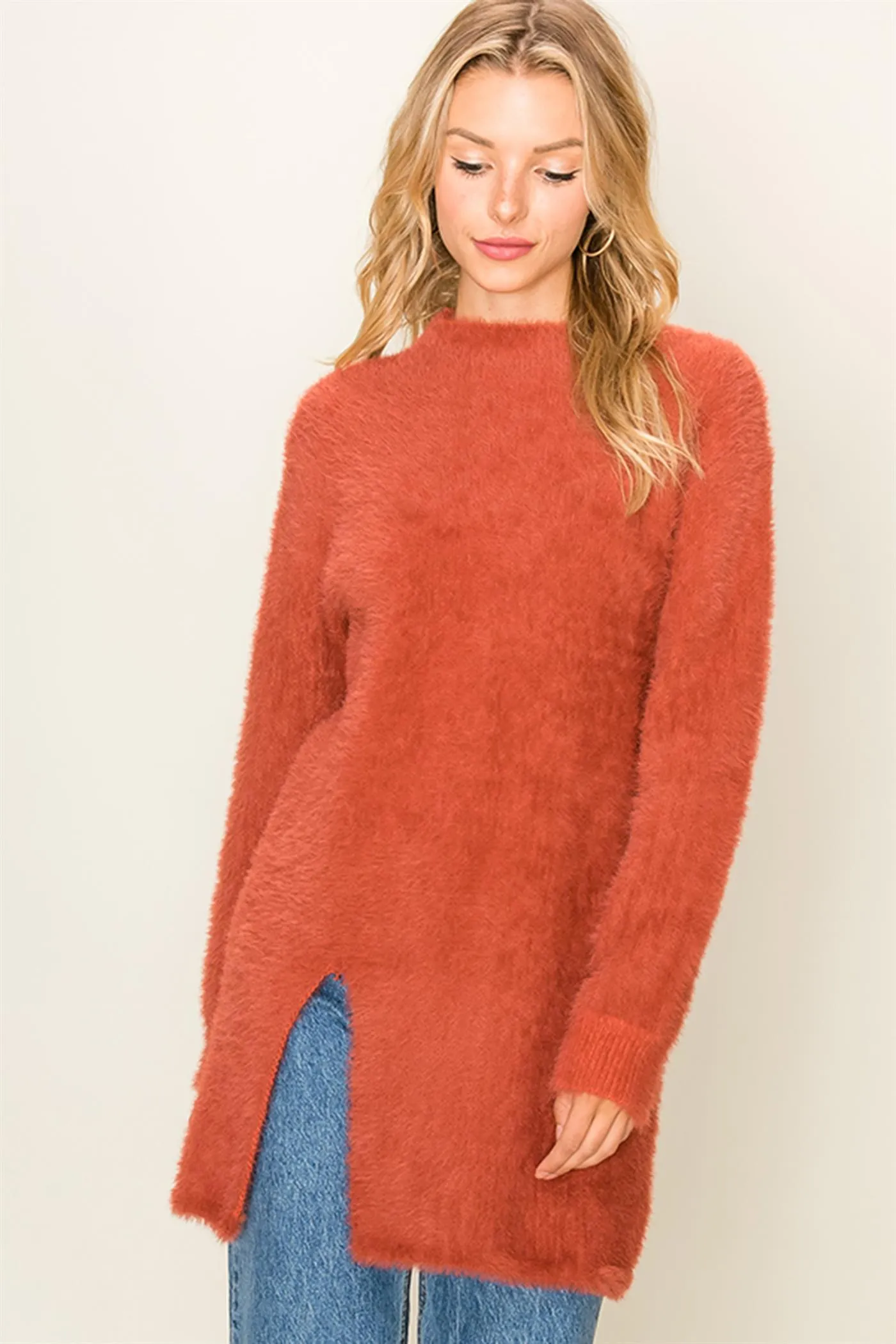 Ezira Sweater Tunic Slit On Side