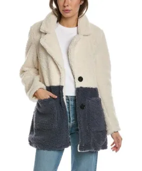 French Connection Colorblocked Teddy Coat