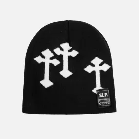 Gothic Cross Black White Beanie