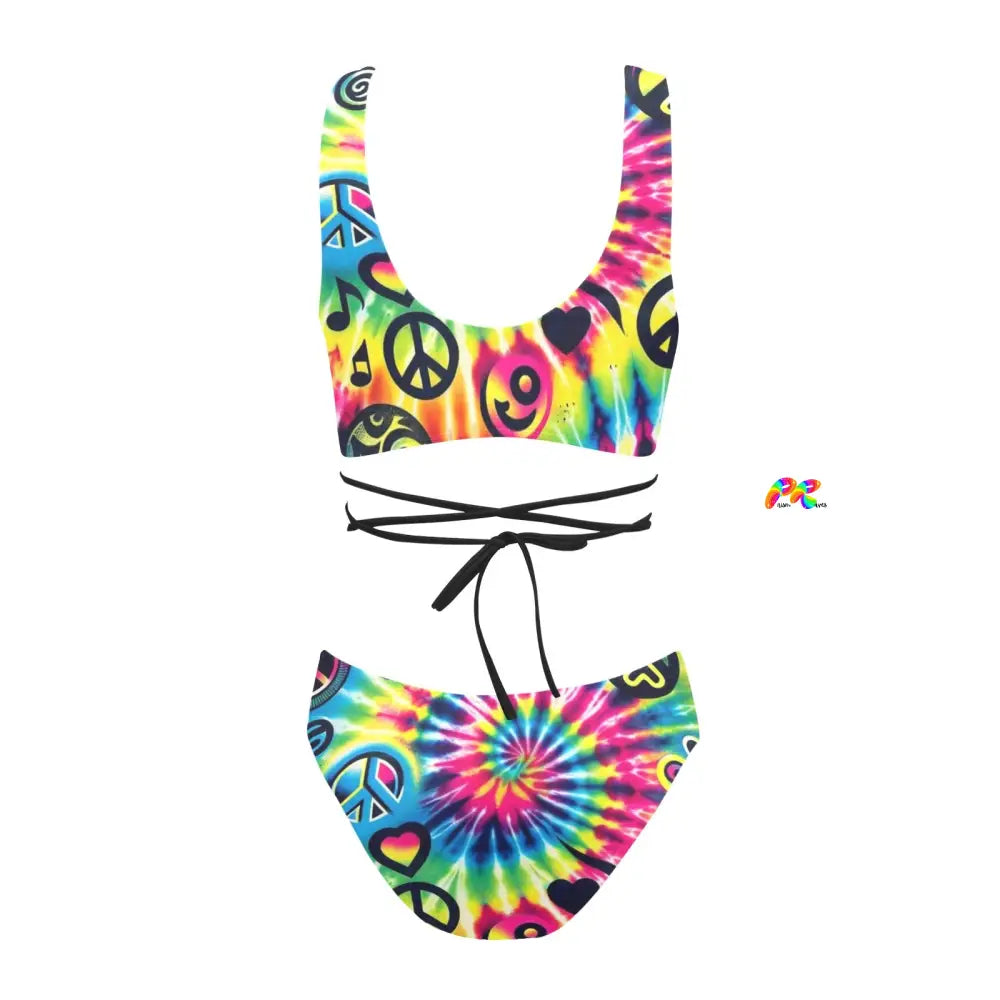 Happy Vibes Criss Cross Rave Bikini