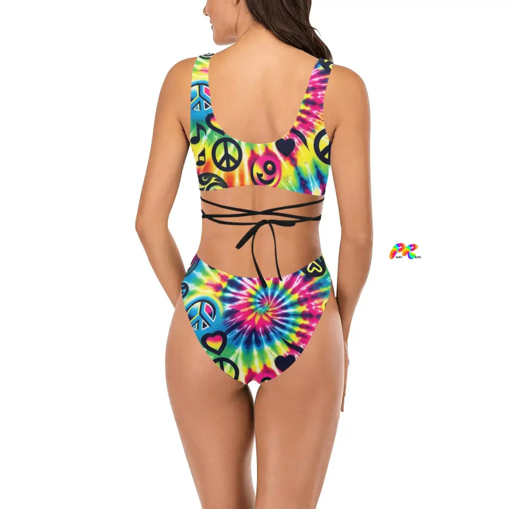 Happy Vibes Criss Cross Rave Bikini