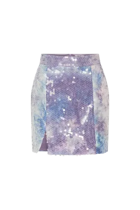 Janine - Silk Sequin Mini Skirt With Front Slit