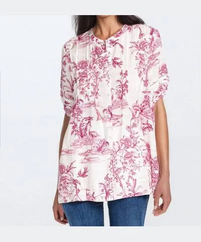 Johnny Was Firebird Pintuck Blouse In Pink Multi