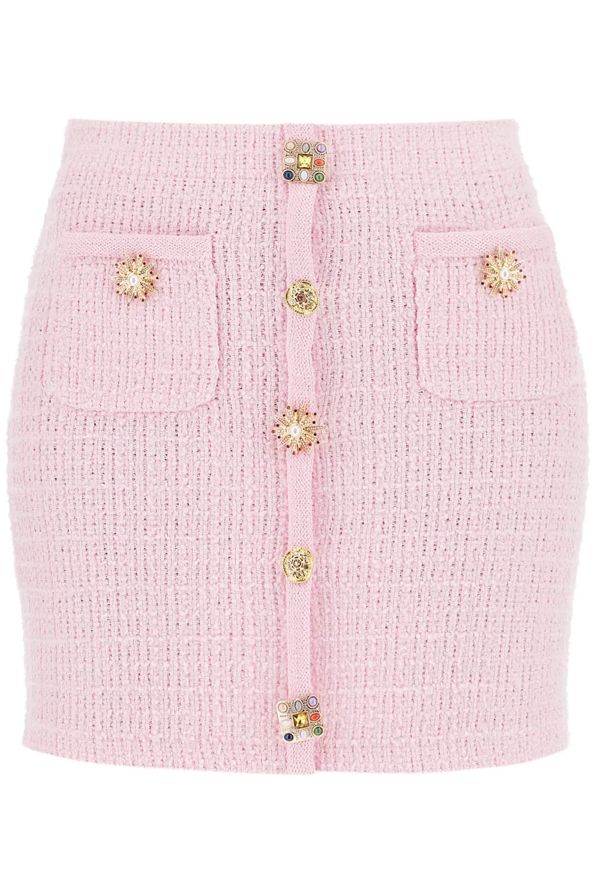 KNITTED MINI SKIRT WITH JEWEL BUTTONS