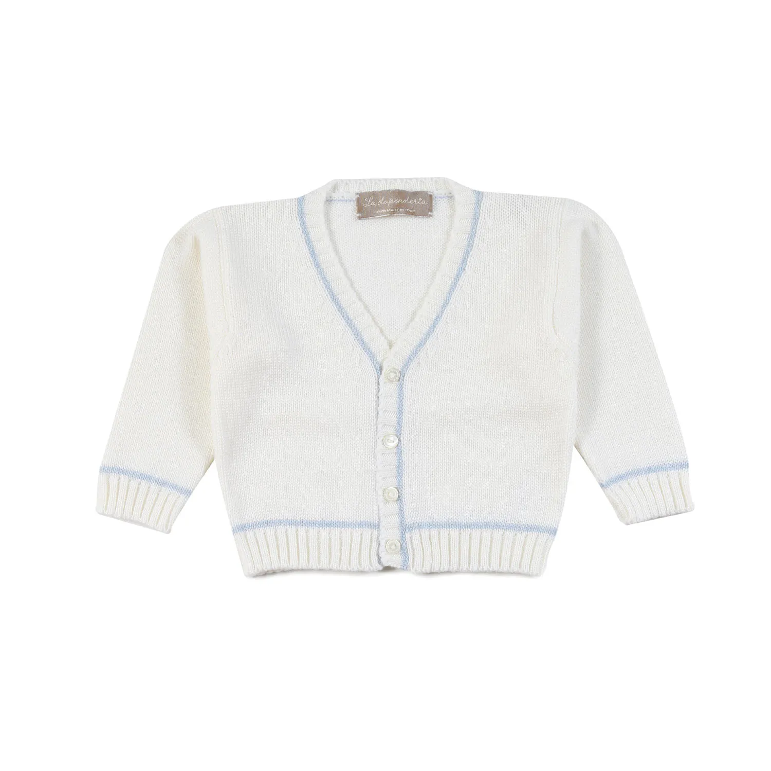 La Stupenderia La Stupenderia Cream And Light Blue Cardigan For Baby Boys