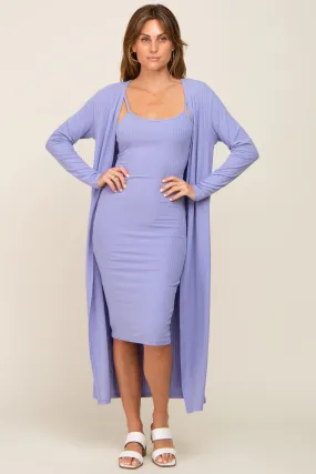 Lavender Ribbed Cardigan 2 Piece Set