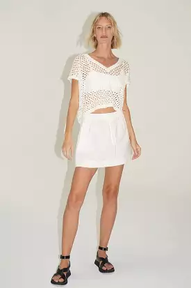 LNA - Mia Linen Mini Skirt - White