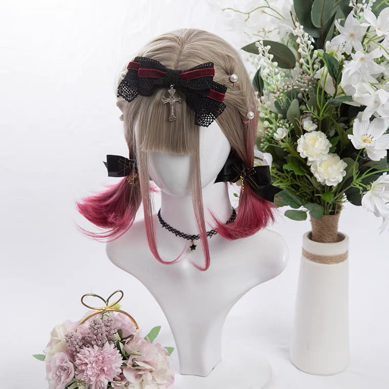 LOLITA HARAJUKU BROWN PINK SHORT STRAIGHT WIG BY90019