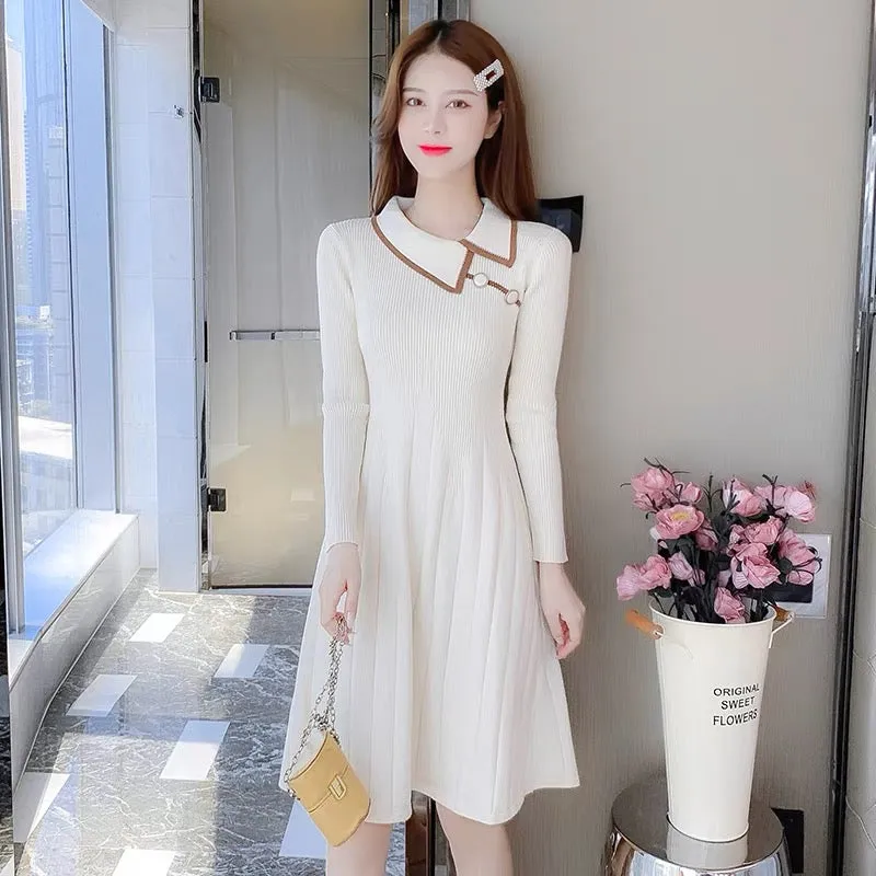 lolita small fragrant style knitted dress for women spring 2023 new high-end style with coat and sweater bottoming skirt