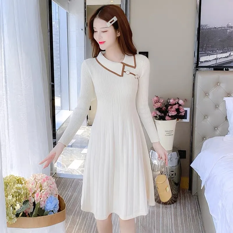 lolita small fragrant style knitted dress for women spring 2023 new high-end style with coat and sweater bottoming skirt