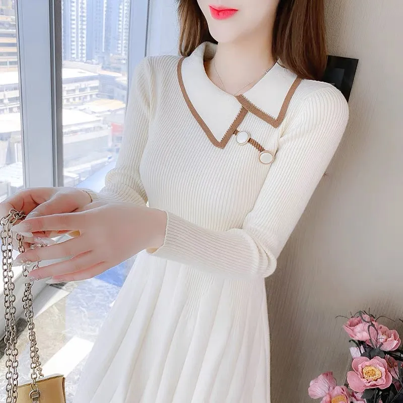 lolita small fragrant style knitted dress for women spring 2023 new high-end style with coat and sweater bottoming skirt