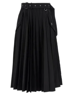 Long Pleated Skirt Skirts Black