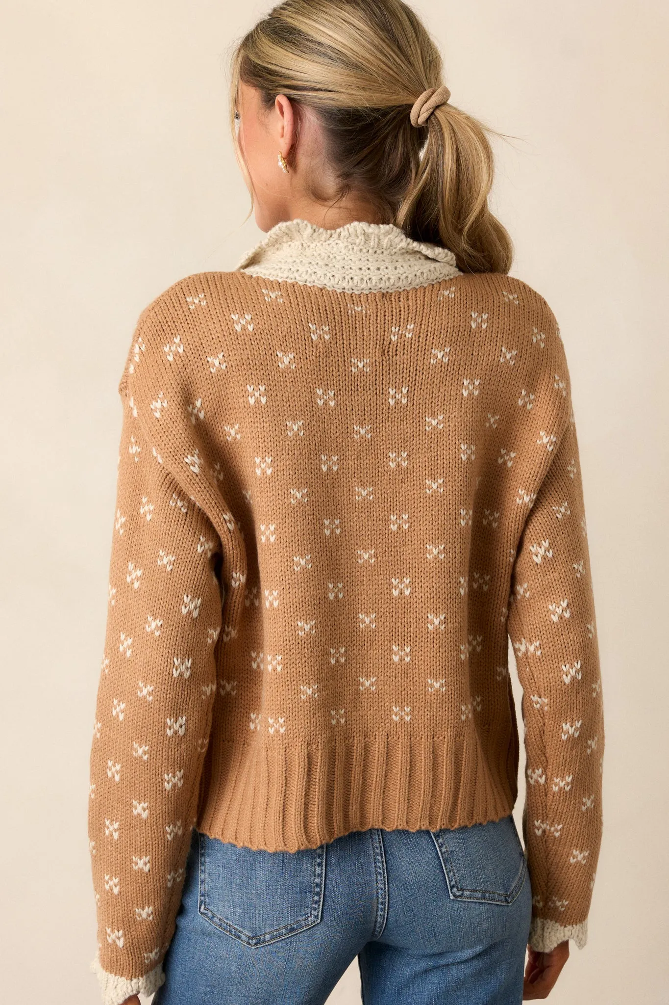 Lost In The Story Honey Knit Button Front Cardigan