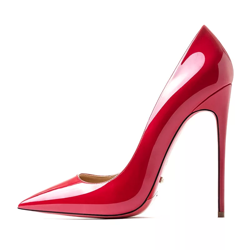 Luxury Brand Women Red Pumps Sexy Red Bottom Shoes Pointed Toe Thin Heel Shallow Sexy Wedding Dress Party High Heels