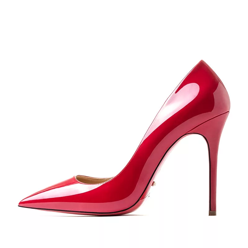 Luxury Brand Women Red Pumps Sexy Red Bottom Shoes Pointed Toe Thin Heel Shallow Sexy Wedding Dress Party High Heels