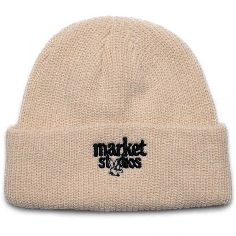 Market Smiley Upside Down Beanie - Ecru