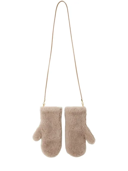 Max Mara   Ombrato wool blend teddy gloves w/ strap 