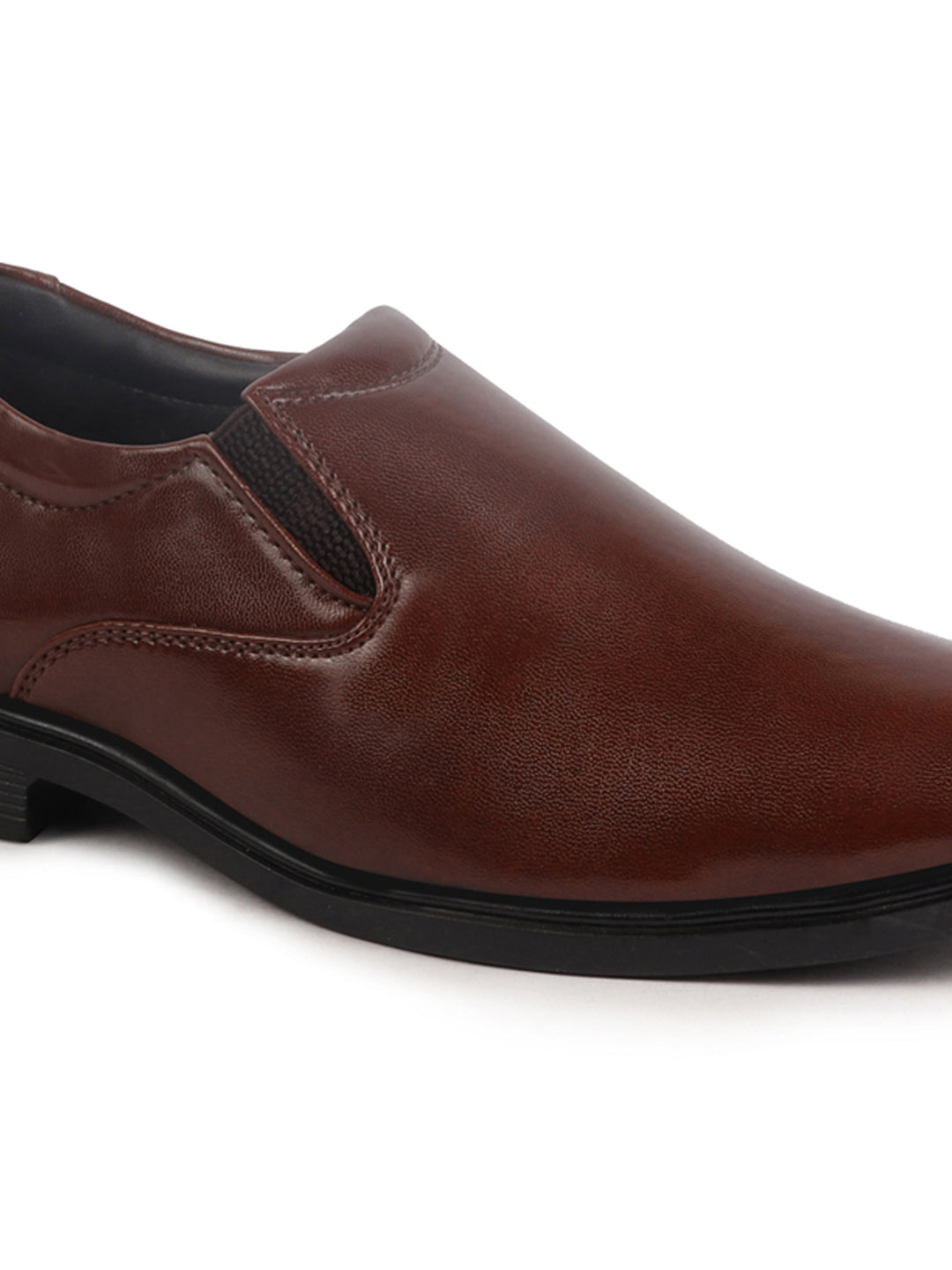 Men Brown Formal Dress Slip On Shoes With Cushioned Footbed For Office|Work|Loafer|Half Shoes|Cut Shoe