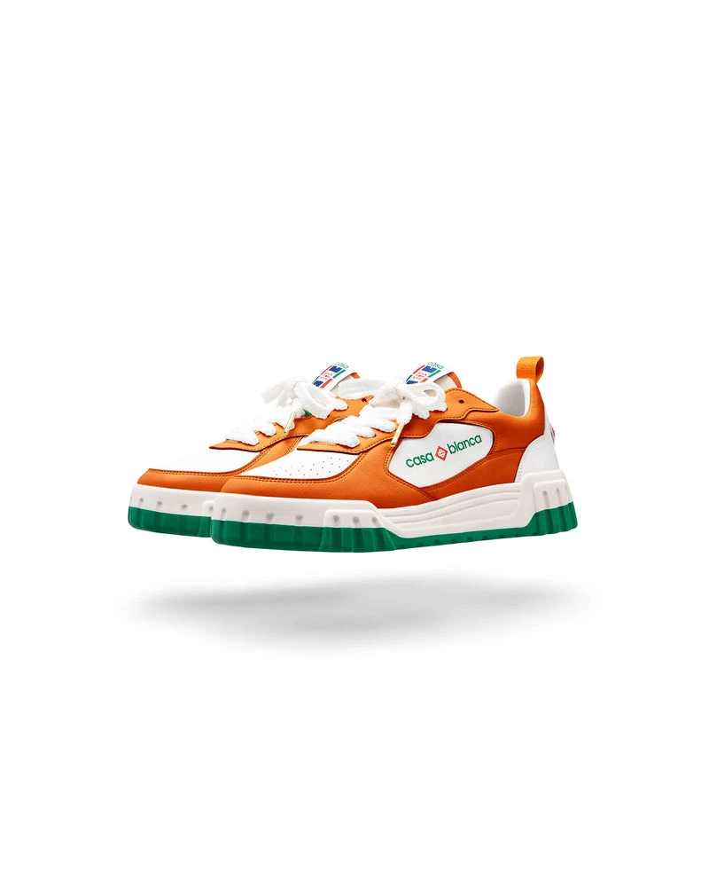 --Mens The Court Orange & White Sneaker-