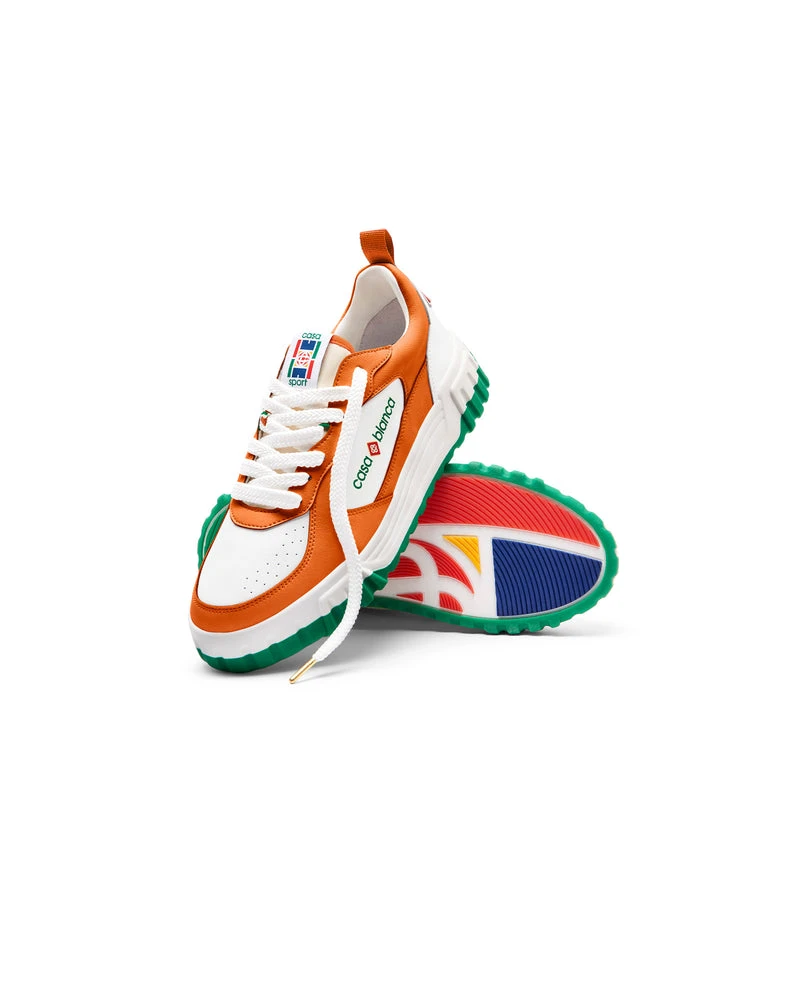 --Mens The Court Orange & White Sneaker-