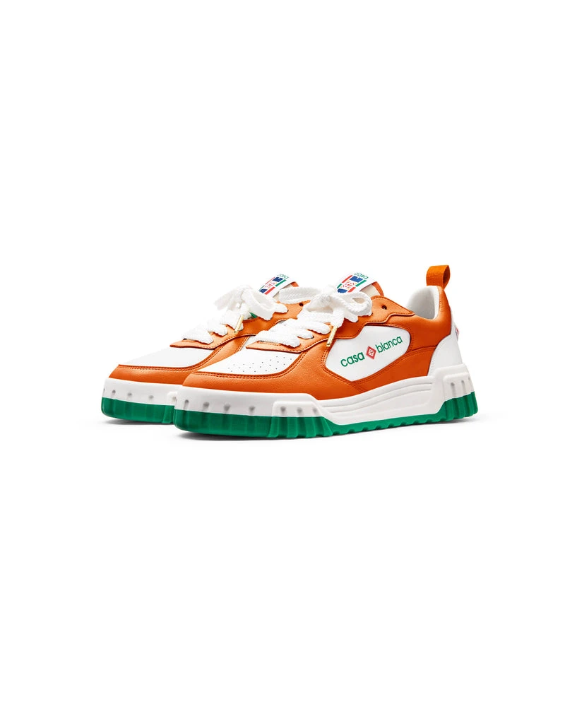 --Mens The Court Orange & White Sneaker-