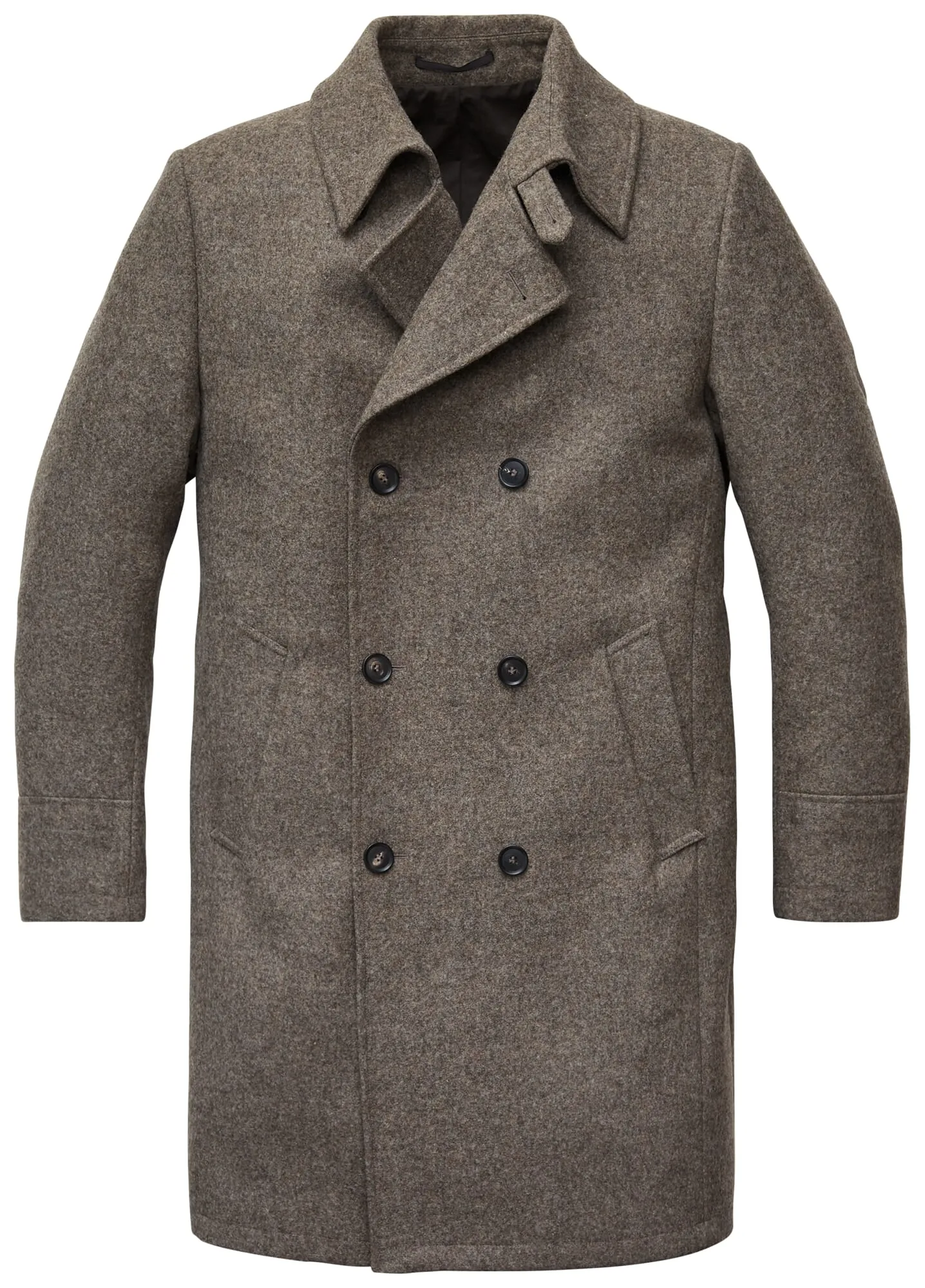 Mens virgin wool coat, Grey melange | Manufactum