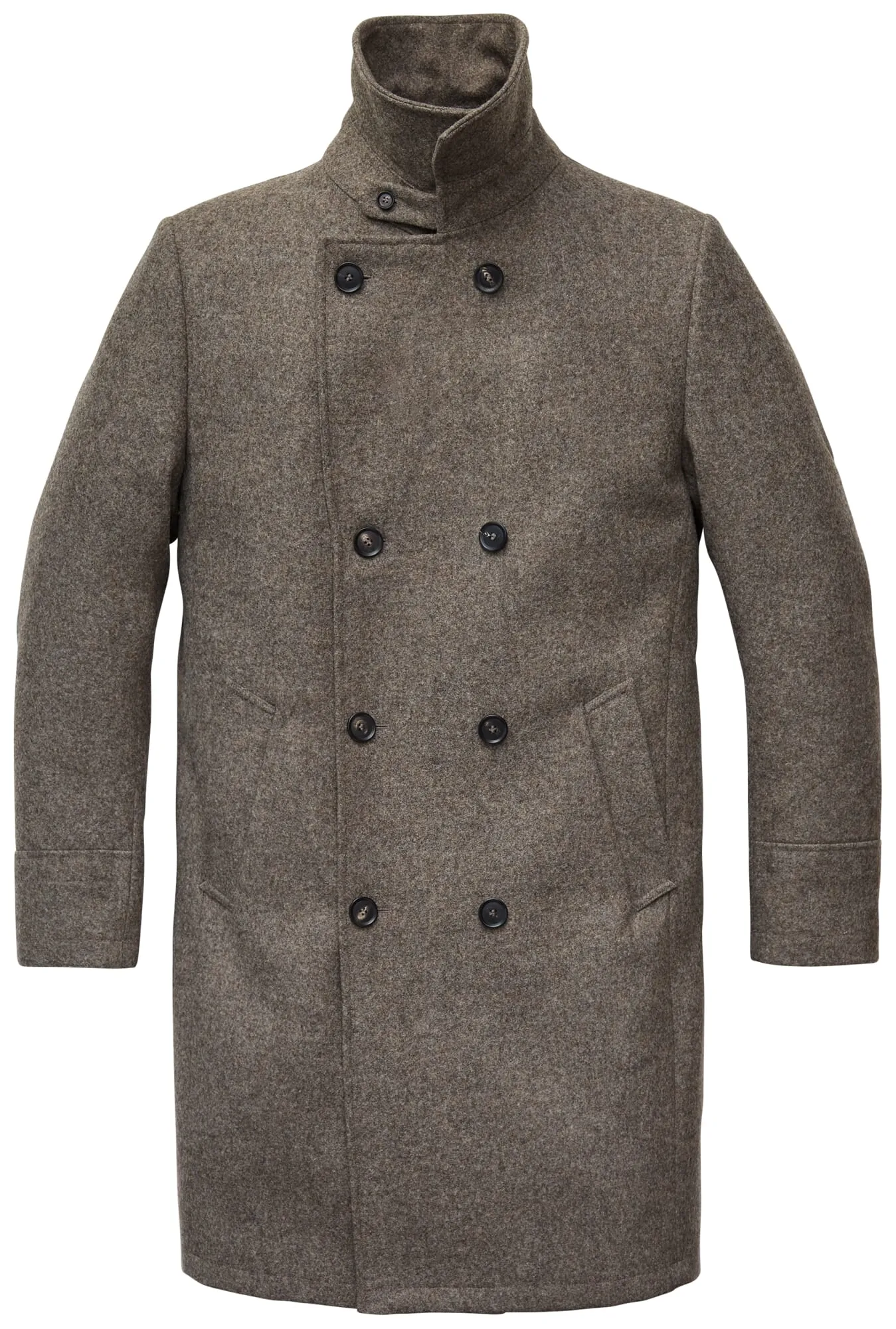 Mens virgin wool coat, Grey melange | Manufactum