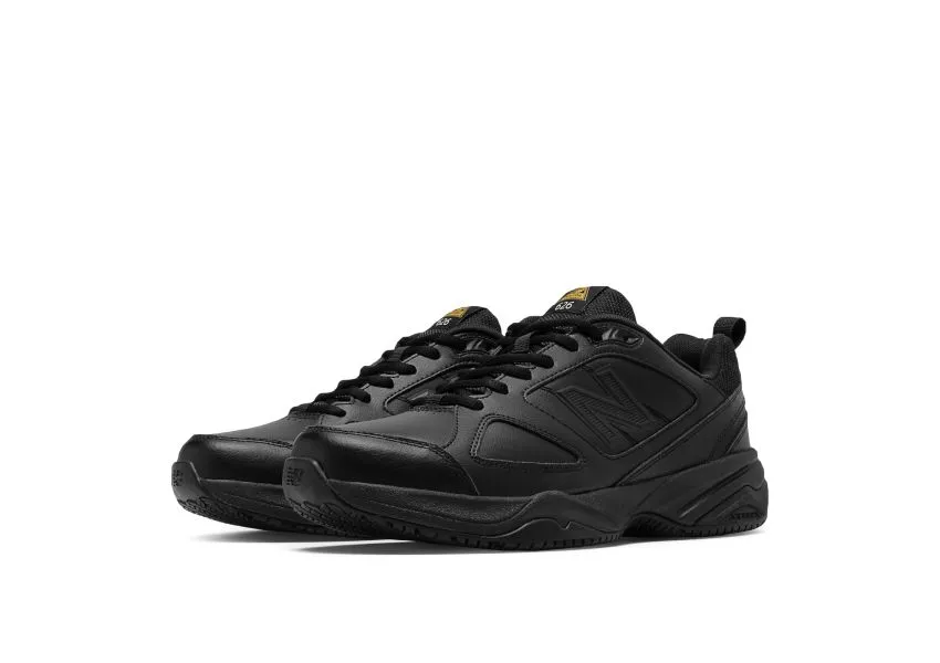 MID626K2 Slip-Resistant Black Leather Sneaker