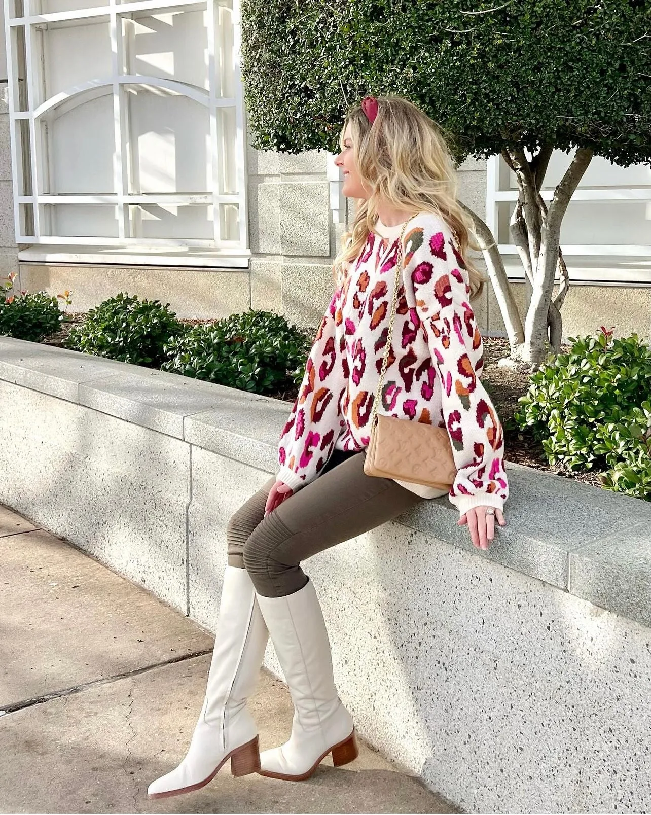 Mila Multi Color Leopard Print Long Sleeve Knit Sweater