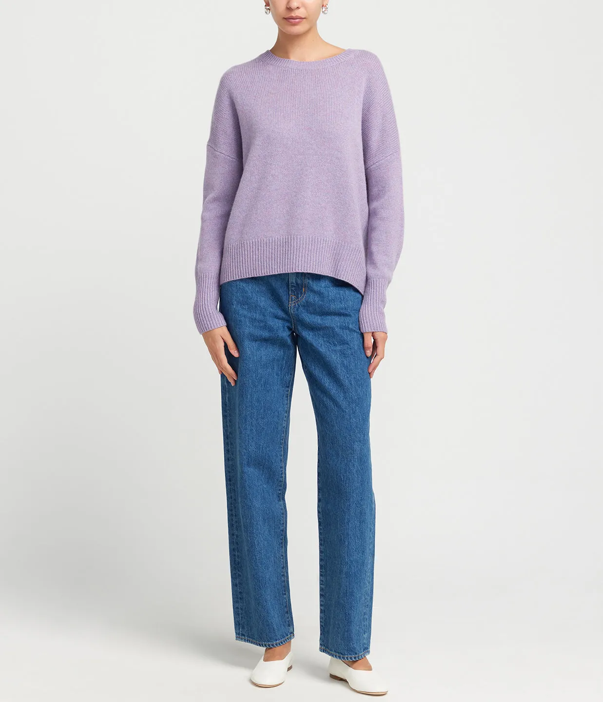 Mila Round Neck Sweater in Iris Melange