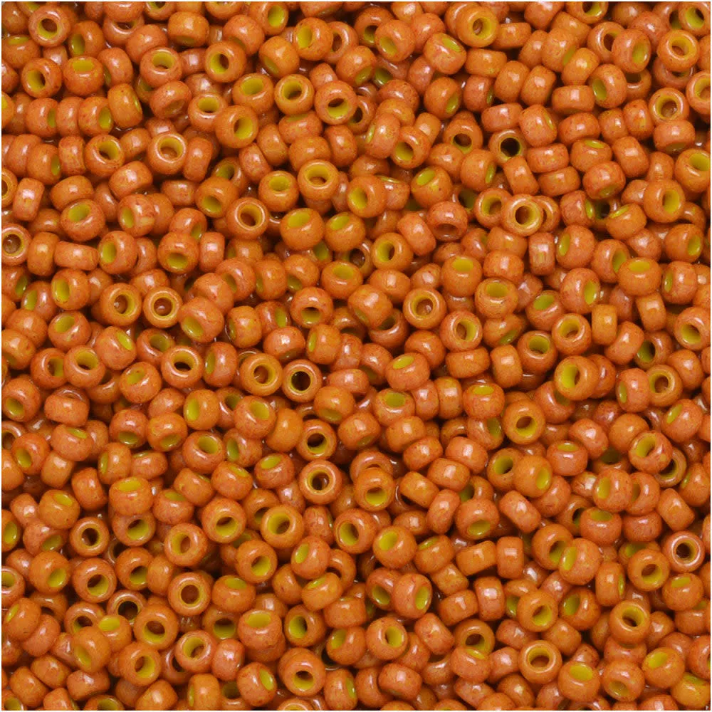 Miyuki Round Seed Beads, 15/0, #91479 Dyed Opaque Pumpkin (8.2 Gram Tube)