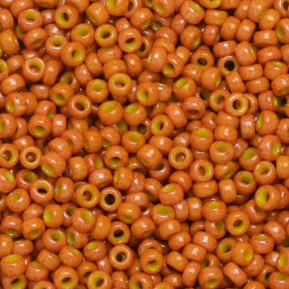 Miyuki Round Seed Beads, 15/0, #91479 Dyed Opaque Pumpkin (8.2 Gram Tube)