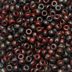 Miyuki Round Seed Beads, 8/0, #94513 Picasso Opaque Red Garnet Matte (22 Gram Tube)