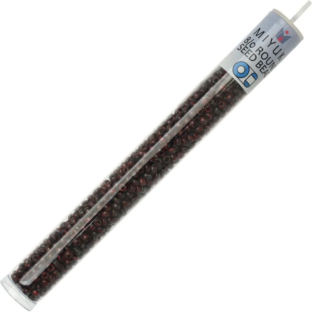 Miyuki Round Seed Beads, 8/0, #94513 Picasso Opaque Red Garnet Matte (22 Gram Tube)