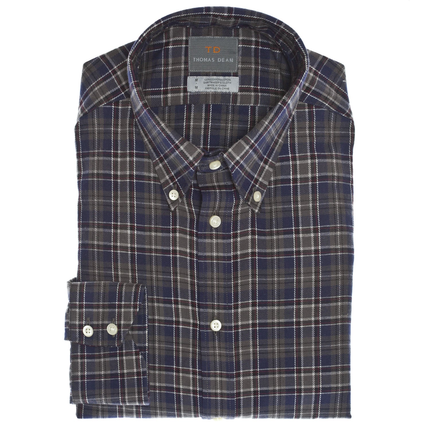 Navy Plaid Button Down Collar Sport Shirt