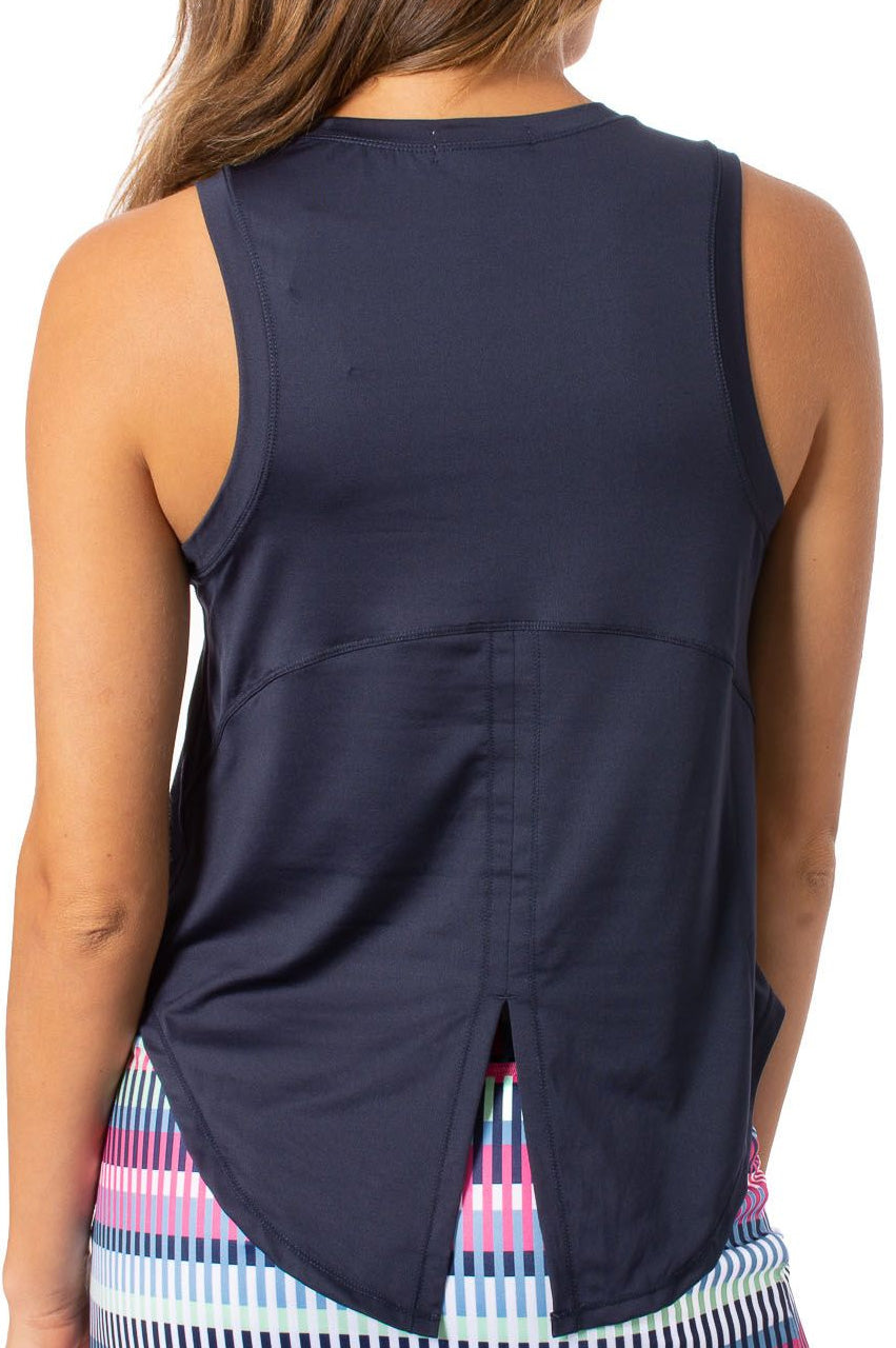 Navy Sleeveless Sport Tie Top