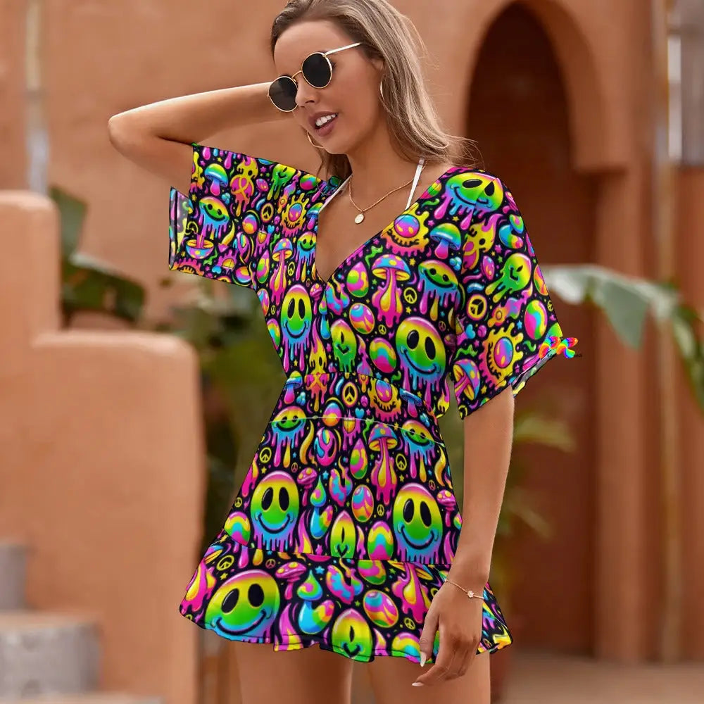 Neon Drip Rave Swimsuit Cover-up