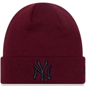 New Era Mens New York Yankees League Essentials Beanie Hat - Dark Red