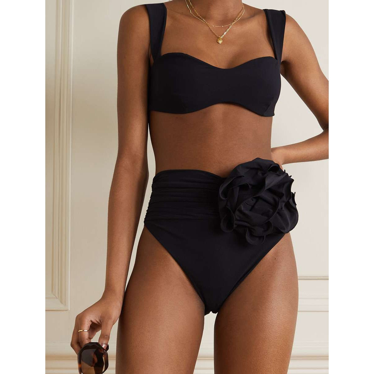 New Rose 3D Flower Flower Swimsuit Women's High Waist Sexy Bikini Cross Border Summer Beach Spa Resort Brazilian Swimwear