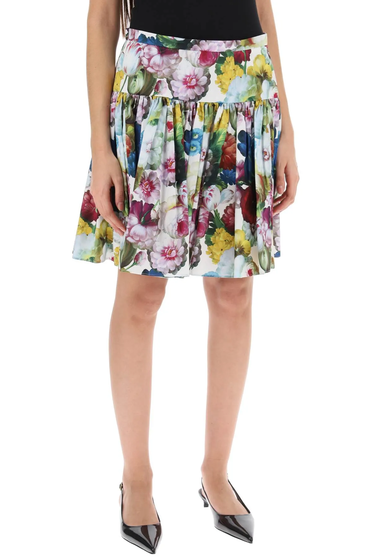 Nocturnal Flower Mini Yoke Skirt