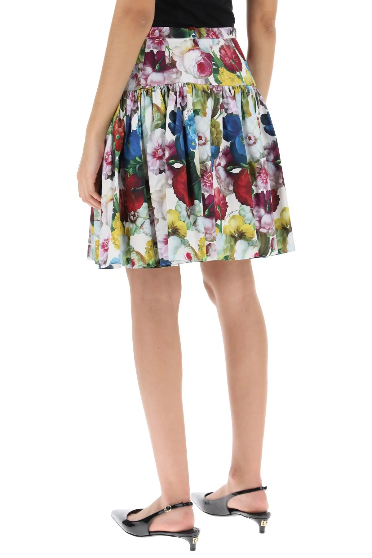 Nocturnal Flower Mini Yoke Skirt