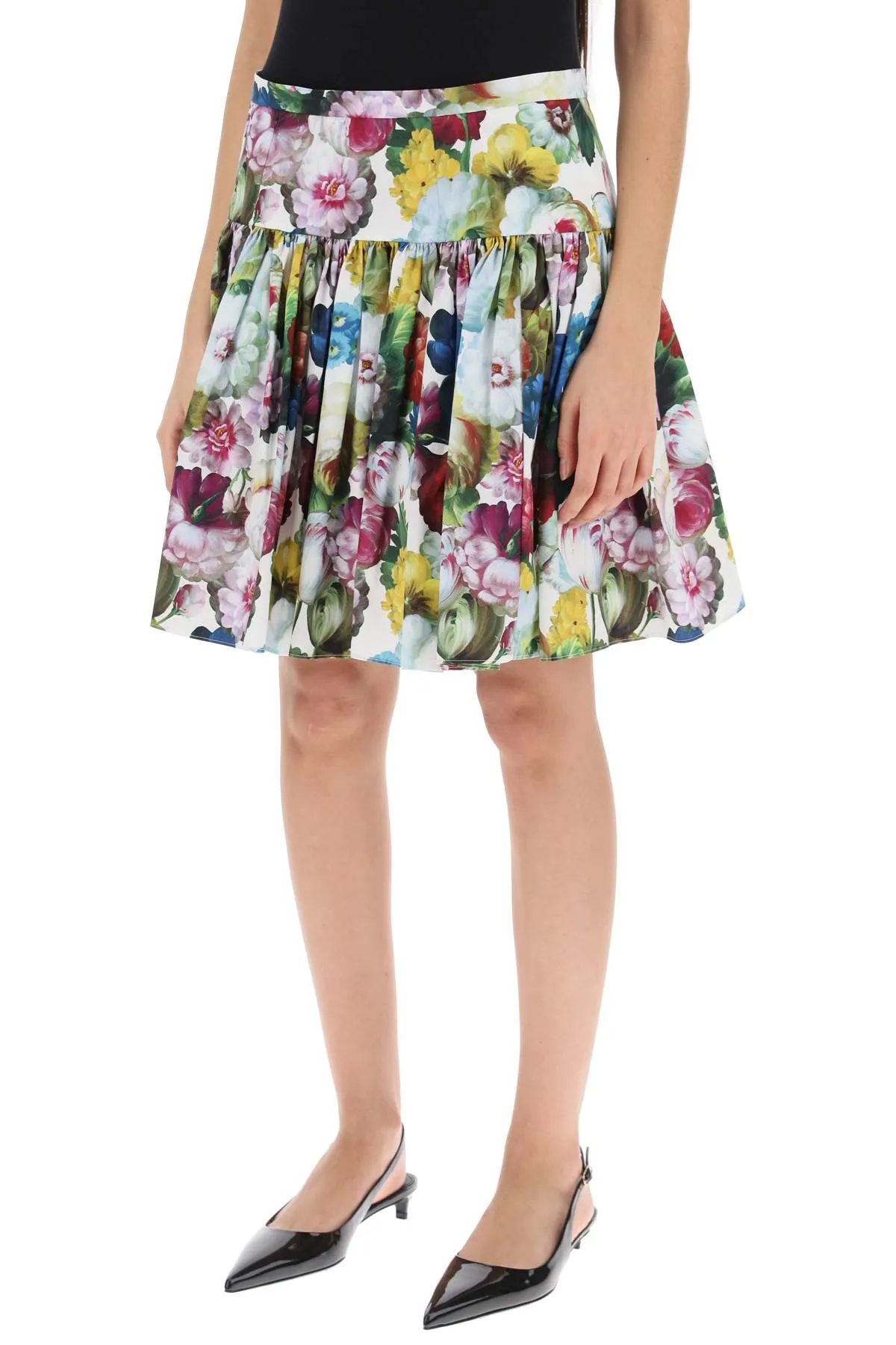 Nocturnal Flower Mini Yoke Skirt