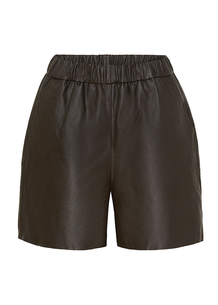 Notyz Leather Shorts 11193 Skindshorts - Dark Chocolate Brown