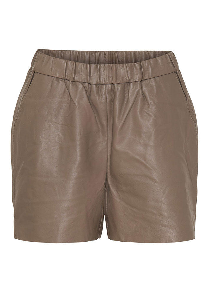 Notyz Leather Shorts 11193 Skindshorts - Taupe