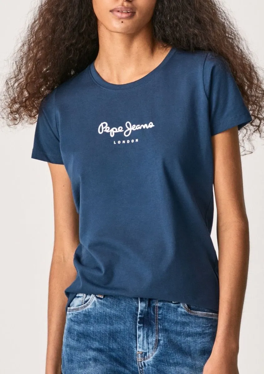 Pepe Jeans New Virginia Retro Logo T-Shirt Navy