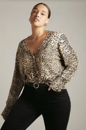 Plus size Animal Print V Neck Cardigan | Karen Millen