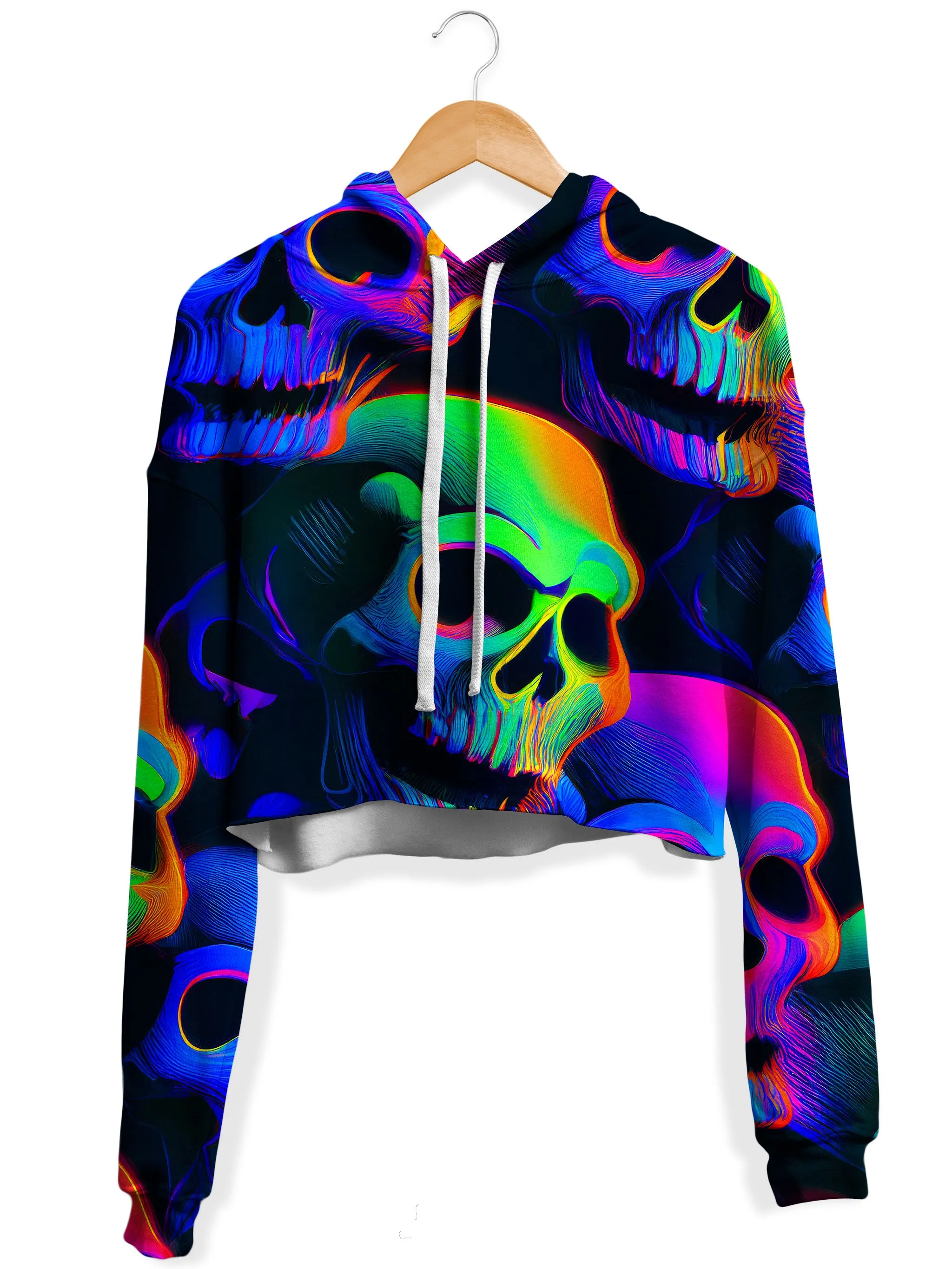 Psychedelic Nightmare Fleece Crop Hoodie