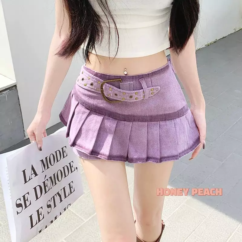 Purple Mini Buckle Skirt